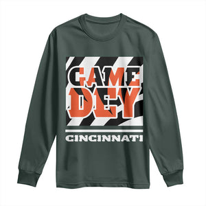 BFT Game Day Long Sleeve Shirt Retro Vintage Game Dey White Stripes TS10 Dark Forest Green Print Your Wear