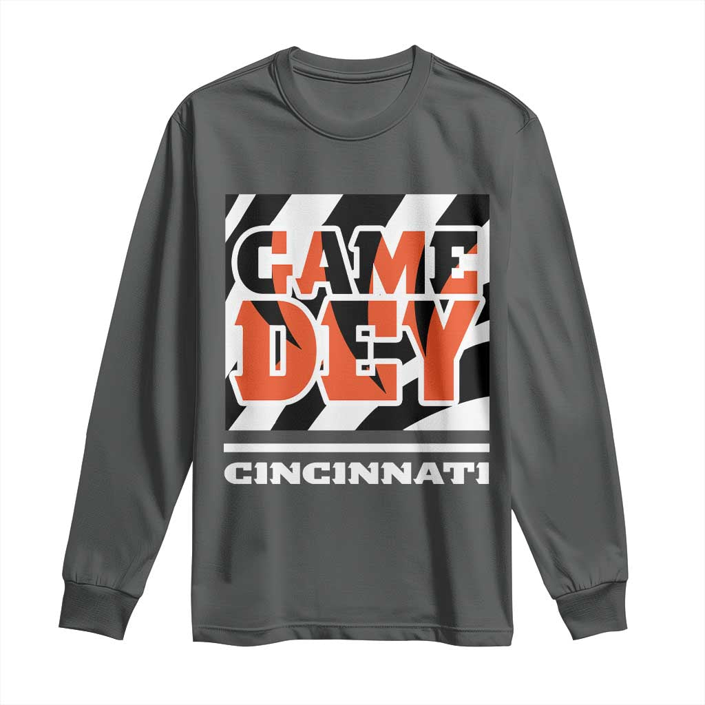 BFT Game Day Long Sleeve Shirt Retro Vintage Game Dey White Stripes TS10 Dark Heather Print Your Wear