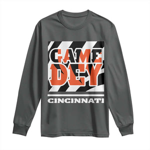 BFT Game Day Long Sleeve Shirt Retro Vintage Game Dey White Stripes TS10 Dark Heather Print Your Wear