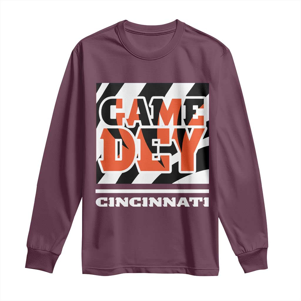 BFT Game Day Long Sleeve Shirt Retro Vintage Game Dey White Stripes TS10 Maroon Print Your Wear