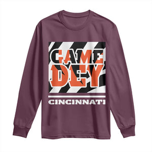 BFT Game Day Long Sleeve Shirt Retro Vintage Game Dey White Stripes TS10 Maroon Print Your Wear