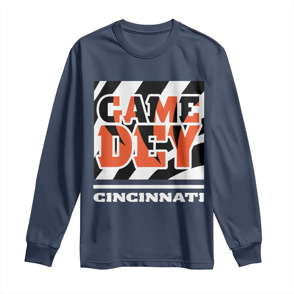 BFT Game Day Long Sleeve Shirt Retro Vintage Game Dey White Stripes TS10 Navy Print Your Wear