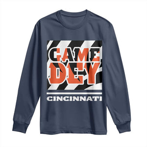 BFT Game Day Long Sleeve Shirt Retro Vintage Game Dey White Stripes TS10 Navy Print Your Wear