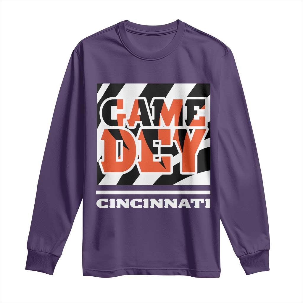BFT Game Day Long Sleeve Shirt Retro Vintage Game Dey White Stripes TS10 Purple Print Your Wear
