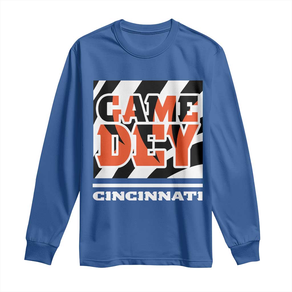 BFT Game Day Long Sleeve Shirt Retro Vintage Game Dey White Stripes TS10 Royal Blue Print Your Wear