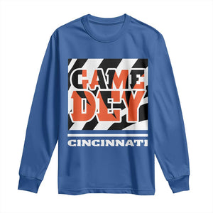 BFT Game Day Long Sleeve Shirt Retro Vintage Game Dey White Stripes TS10 Royal Blue Print Your Wear