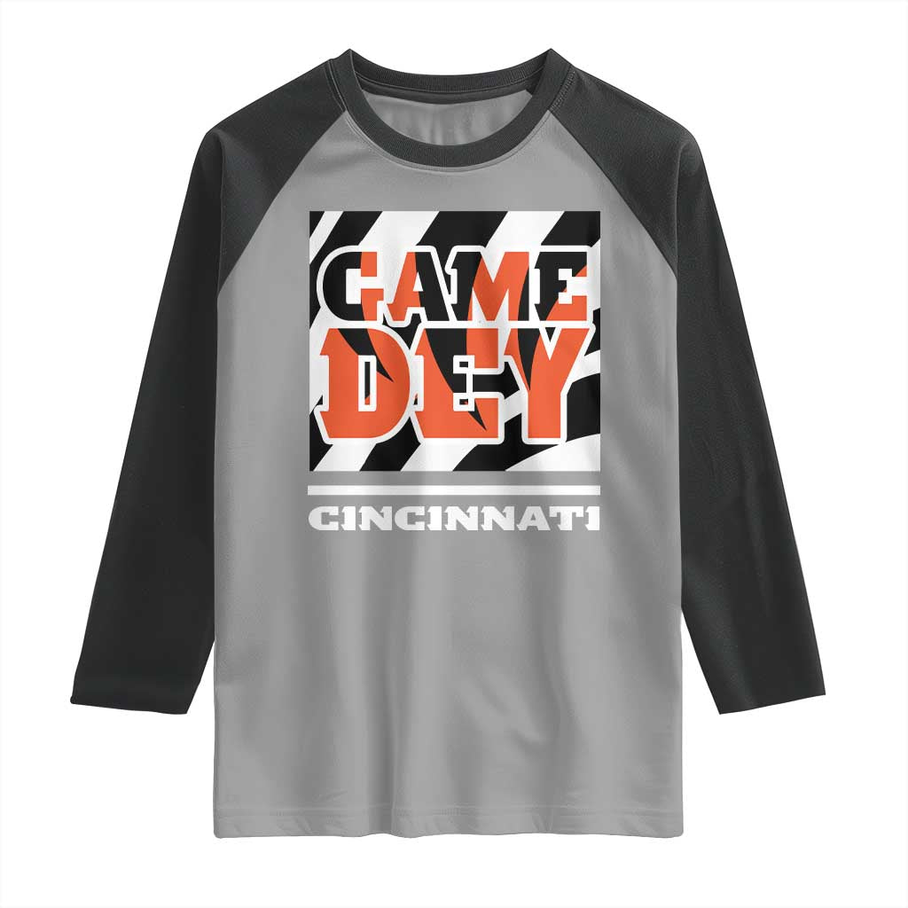 BFT Game Day Raglan Shirt Retro Vintage Game Dey White Stripes TS10 Sport Gray Black Print Your Wear