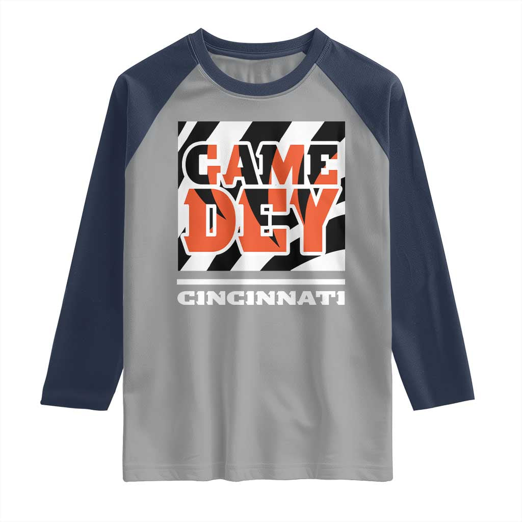 BFT Game Day Raglan Shirt Retro Vintage Game Dey White Stripes TS10 Sport Gray Navy Print Your Wear