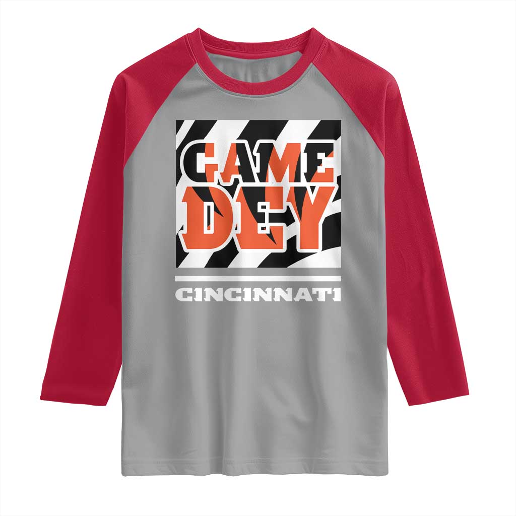 BFT Game Day Raglan Shirt Retro Vintage Game Dey White Stripes TS10 Sport Gray Red Print Your Wear