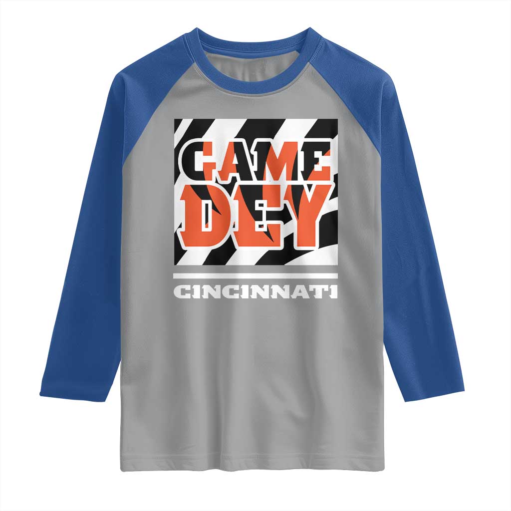 BFT Game Day Raglan Shirt Retro Vintage Game Dey White Stripes TS10 Sport Gray Royal Print Your Wear