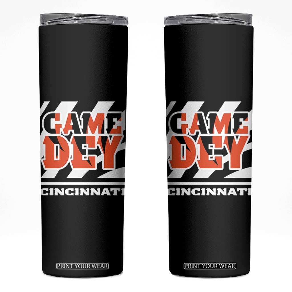 Cincinnati Skinny Tumbler Retro Vintage Game Dey White Stripes TS10 Black Print Your Wear
