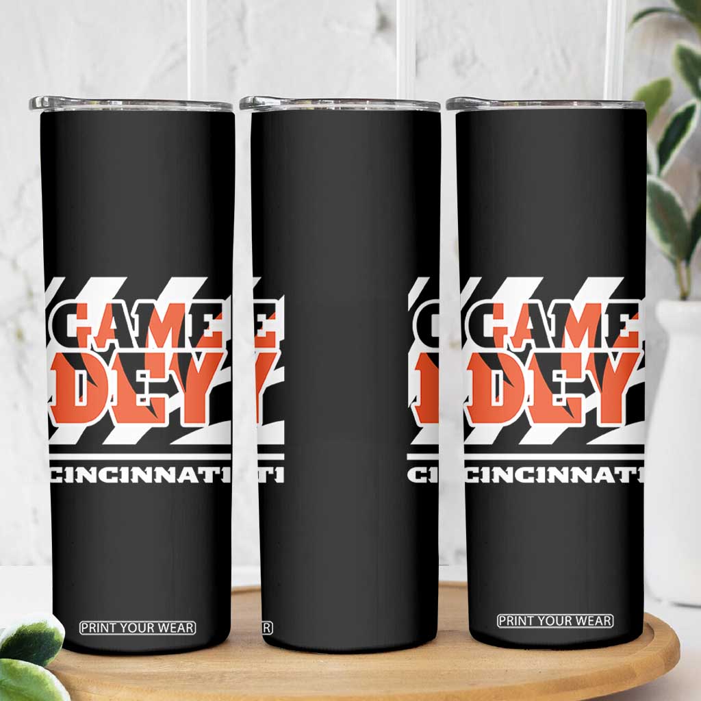 Cincinnati Skinny Tumbler Retro Vintage Game Dey White Stripes TS10 Print Your Wear