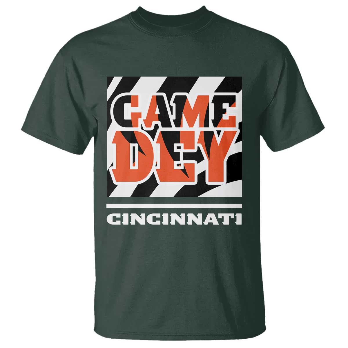 Cincinnati T Shirt Retro Vintage Game Dey White Stripes TS10 Dark Forest Green Print Your Wear
