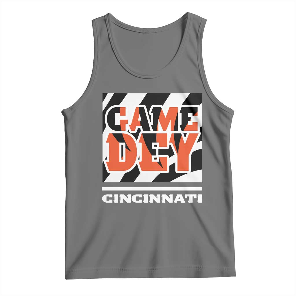 BFT Game Day Tank Top Retro Vintage Game Dey White Stripes TS10 Black Heather Print Your Wear