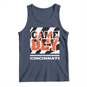 BFT Game Day Tank Top Retro Vintage Game Dey White Stripes TS10 Navy Print Your Wear