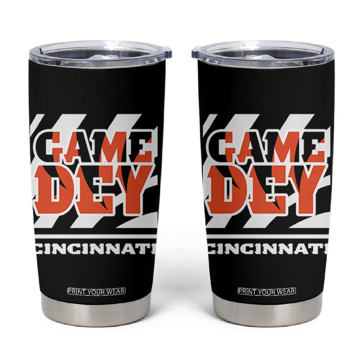 Cincinnati Tumbler Cup Retro Vintage Game Dey White Stripes TS10 Black Print Your Wear