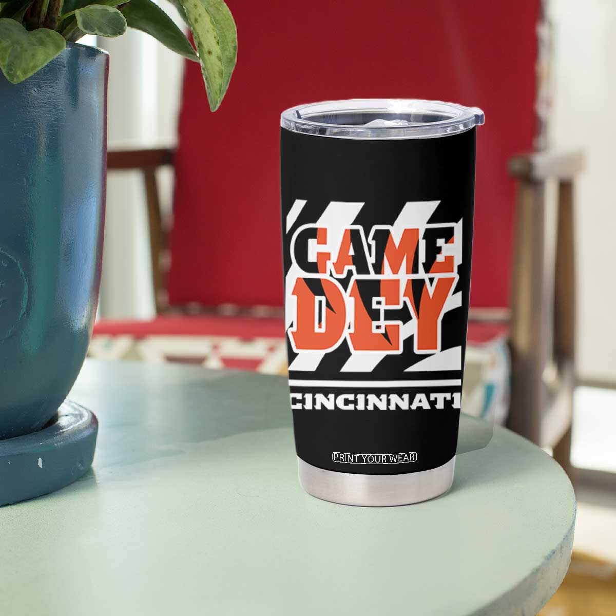 Cincinnati Tumbler Cup Retro Vintage Game Dey White Stripes TS10 Print Your Wear