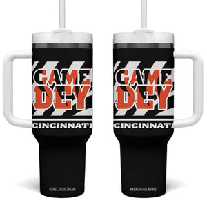 BFT Game Day Tumbler With Handle Retro Vintage Game Dey White Stripes TS10 One Size: 40 oz Black Print Your Wear
