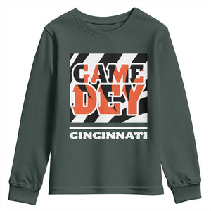 Cincinnati Youth Sweatshirt Retro Vintage Game Dey White Stripes TS10 Dark Forest Green Print Your Wear