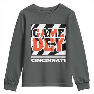 BFT Game Day Youth Sweatshirt Retro Vintage Game Dey White Stripes TS10 Dark Heather Print Your Wear