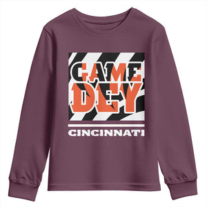Cincinnati Youth Sweatshirt Retro Vintage Game Dey White Stripes TS10 Maroon Print Your Wear