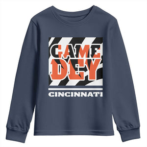 Cincinnati Youth Sweatshirt Retro Vintage Game Dey White Stripes TS10 Navy Print Your Wear