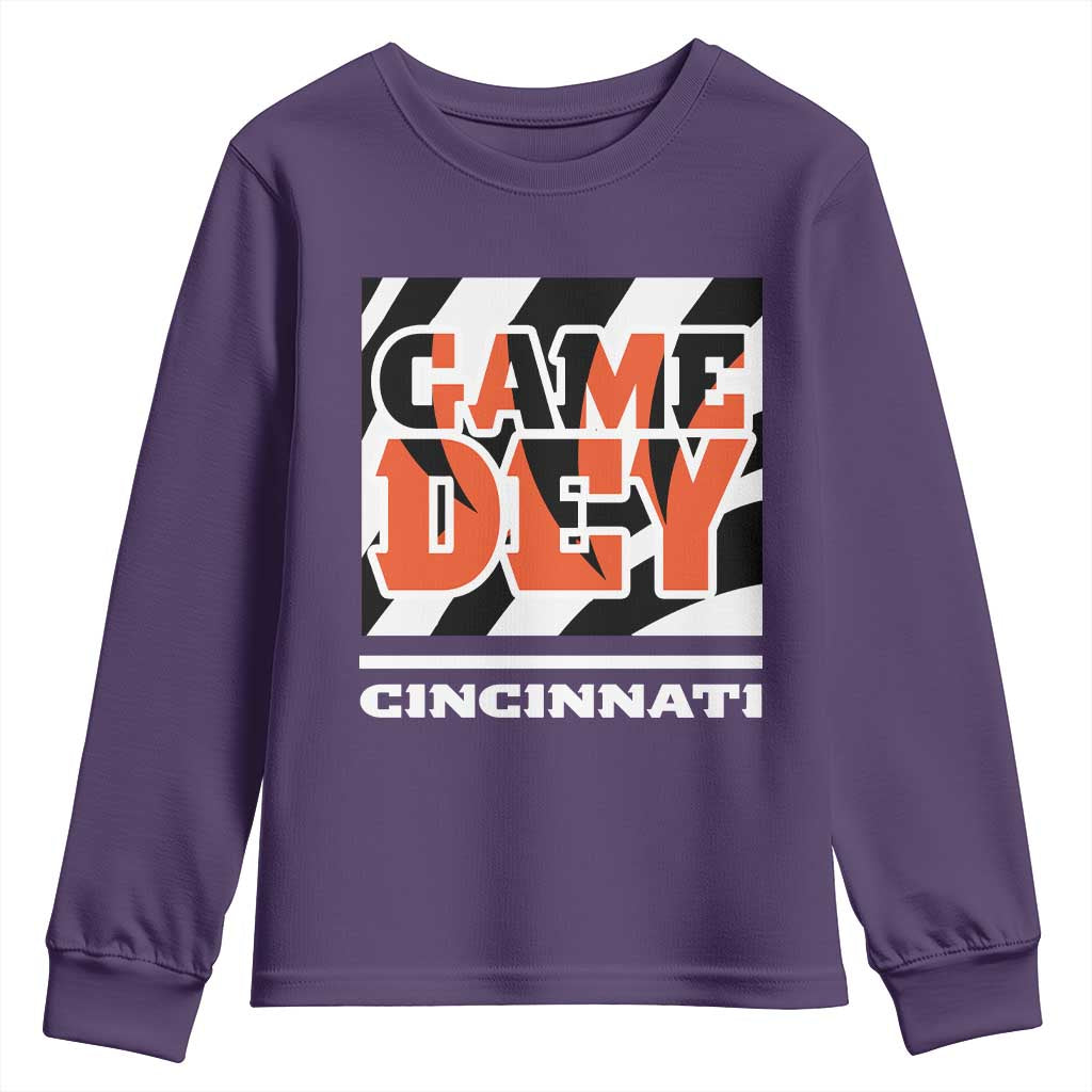 BFT Game Day Youth Sweatshirt Retro Vintage Game Dey White Stripes TS10 Purple Print Your Wear