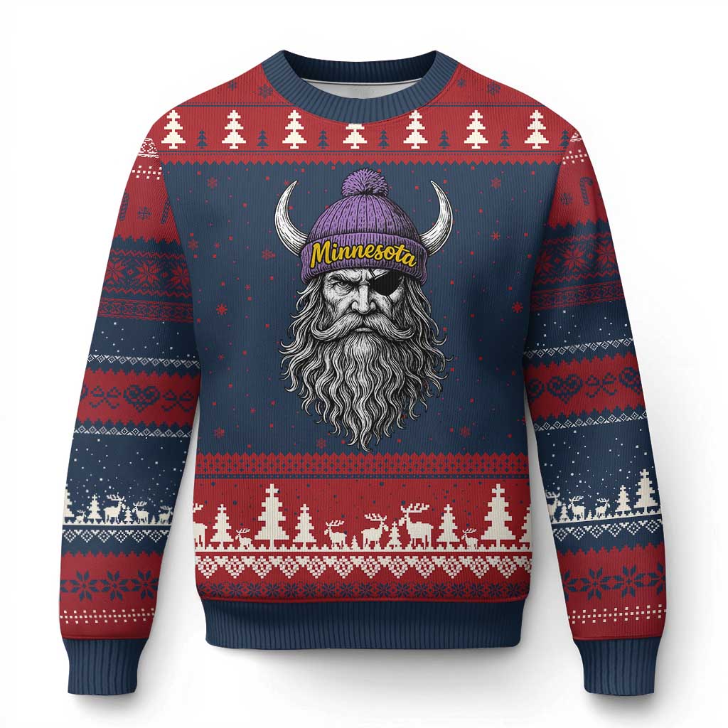 Vintage VF Ugly Christmas Sweater Retro Football Sports Fan MFV TS10 Navy Red Print Your Wear