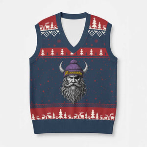 Vintage Minnesota V-Neck Knit Sweater Vest Retro Sports Fan TS10 Navy Red Print Your Wear
