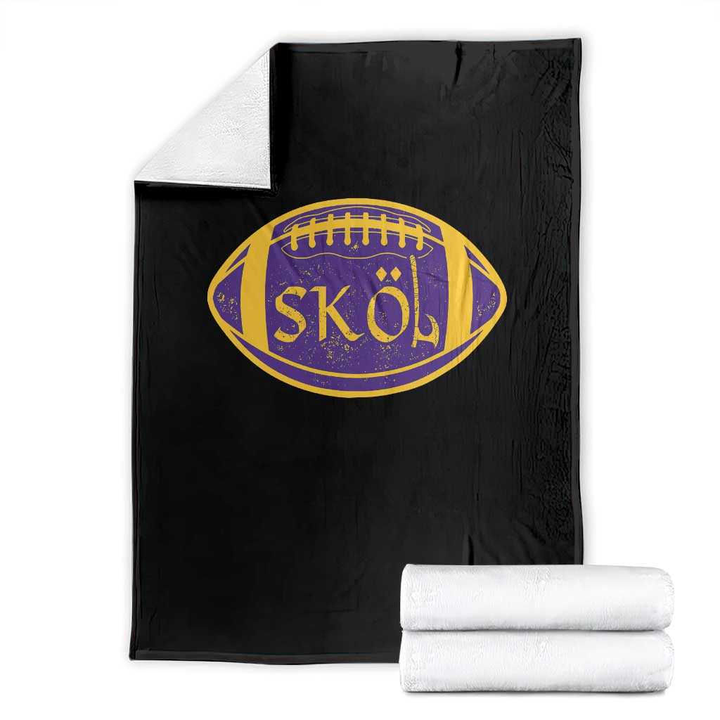 Skol Football Throw Blanket Retro Nordic Scandinavian Warrior Vikings Axe TS10 Black Print Your Wear