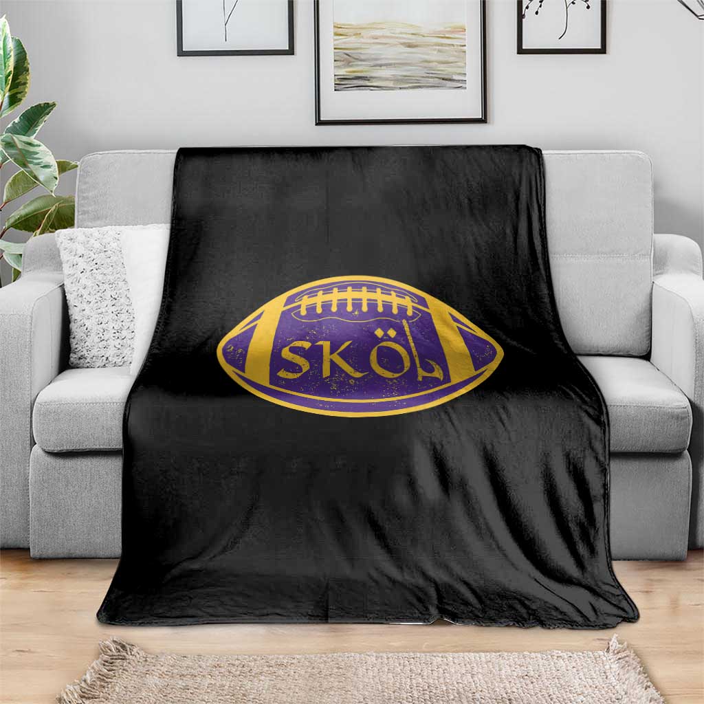 Skol Football Throw Blanket Retro Nordic Scandinavian Warrior Vikings Axe TS10 Print Your Wear