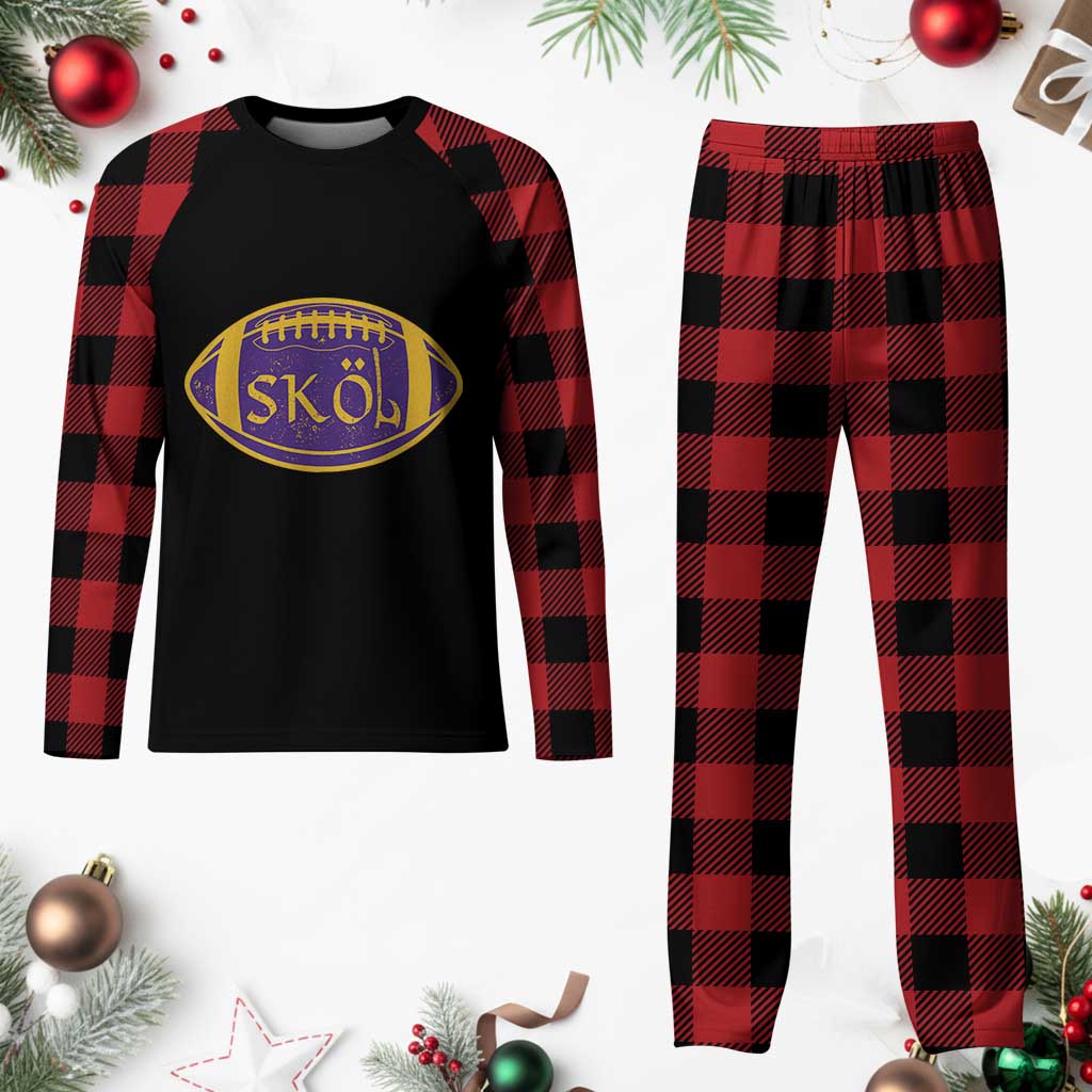 Skol Football Plaid Pajama Set Retro Nordic Scandinavian Warrior Axe VF TS10 Buffalo Plaid Print Your Wear