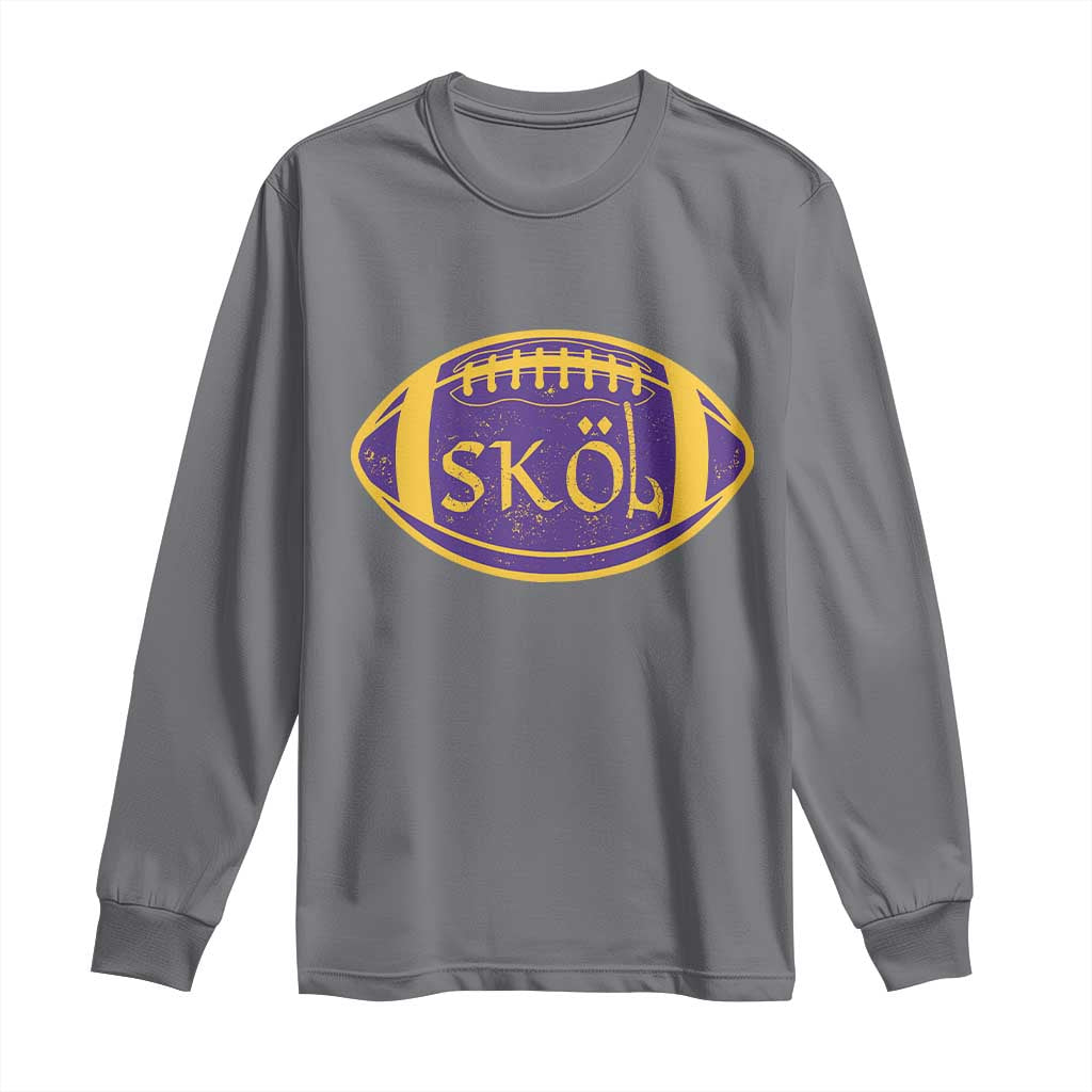 Skol Football Long Sleeve Shirt Retro Nordic Scandinavian Warrior Vikings Axe TS10 Charcoal Print Your Wear