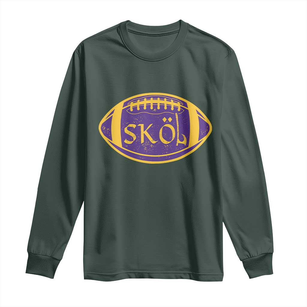 Skol Football Long Sleeve Shirt Retro Nordic Scandinavian Warrior Vikings Axe TS10 Dark Forest Green Print Your Wear