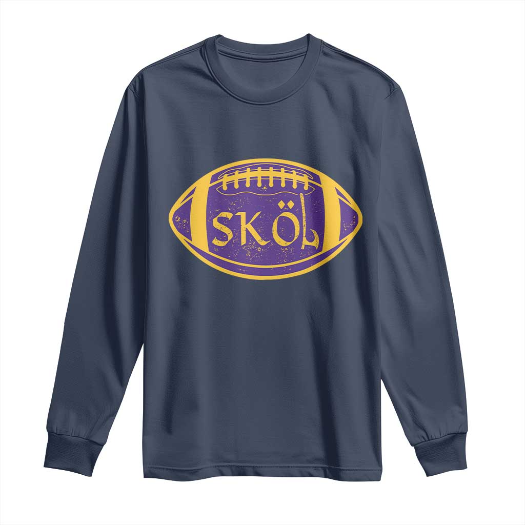 Skol Football Long Sleeve Shirt Retro Nordic Scandinavian Warrior Axe VF TS10 Navy Print Your Wear
