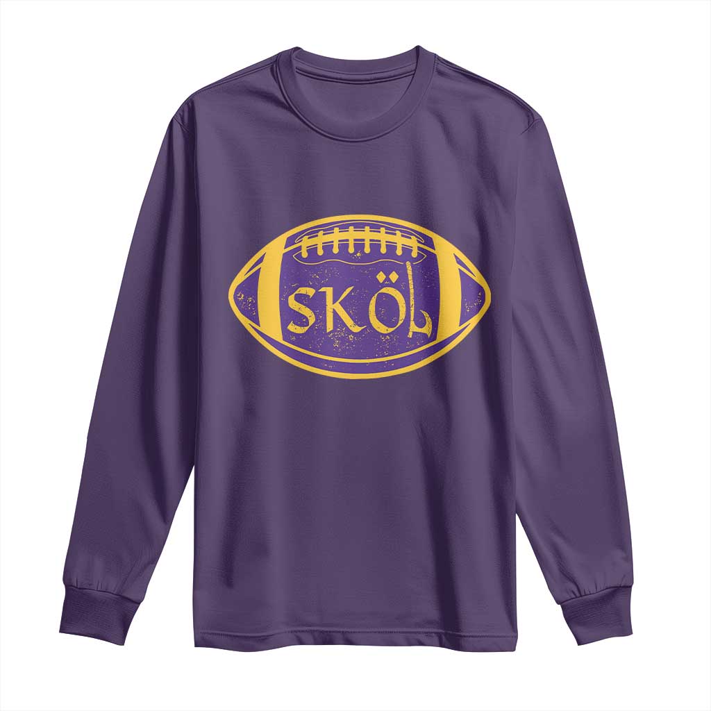 Skol Football Long Sleeve Shirt Retro Nordic Scandinavian Warrior Vikings Axe TS10 Purple Print Your Wear