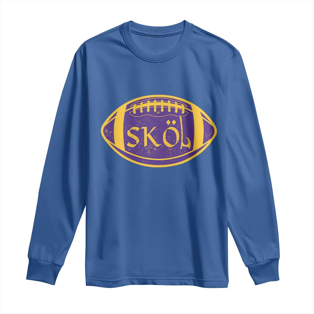 Skol Football Long Sleeve Shirt Retro Nordic Scandinavian Warrior Axe VF TS10 Royal Blue Print Your Wear