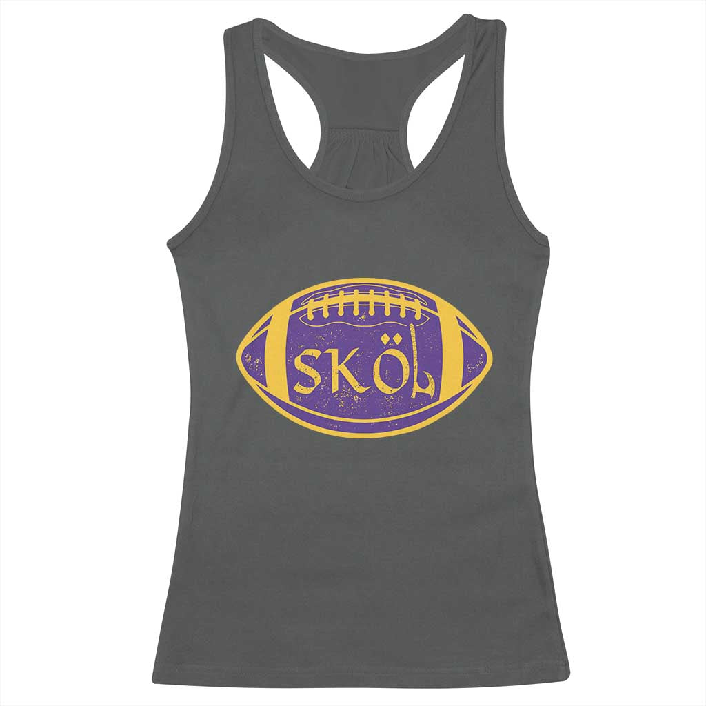 Skol Football Racerback Tank Top Retro Nordic Scandinavian Warrior Axe VF TS10 Dark Heather Print Your Wear