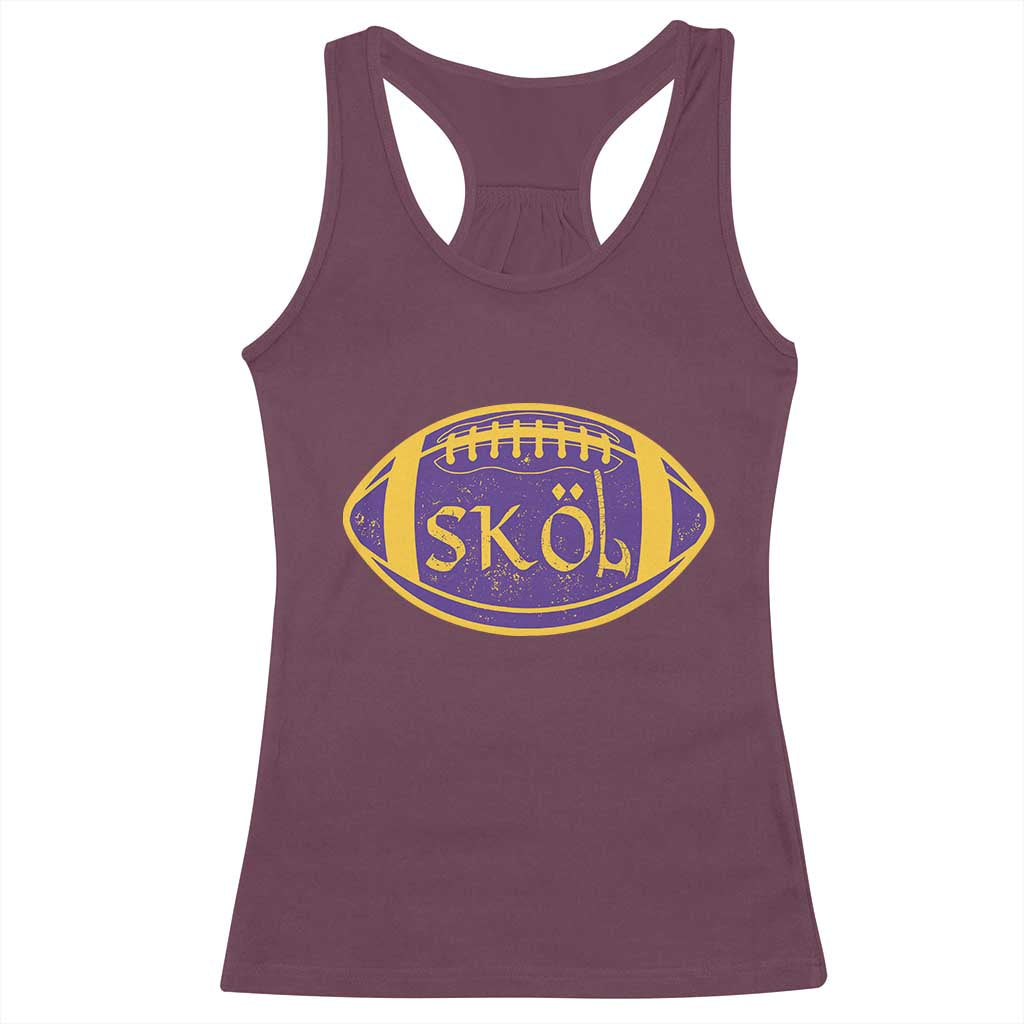 Skol Football Racerback Tank Top Retro Nordic Scandinavian Warrior Axe VF TS10 Maroon Print Your Wear