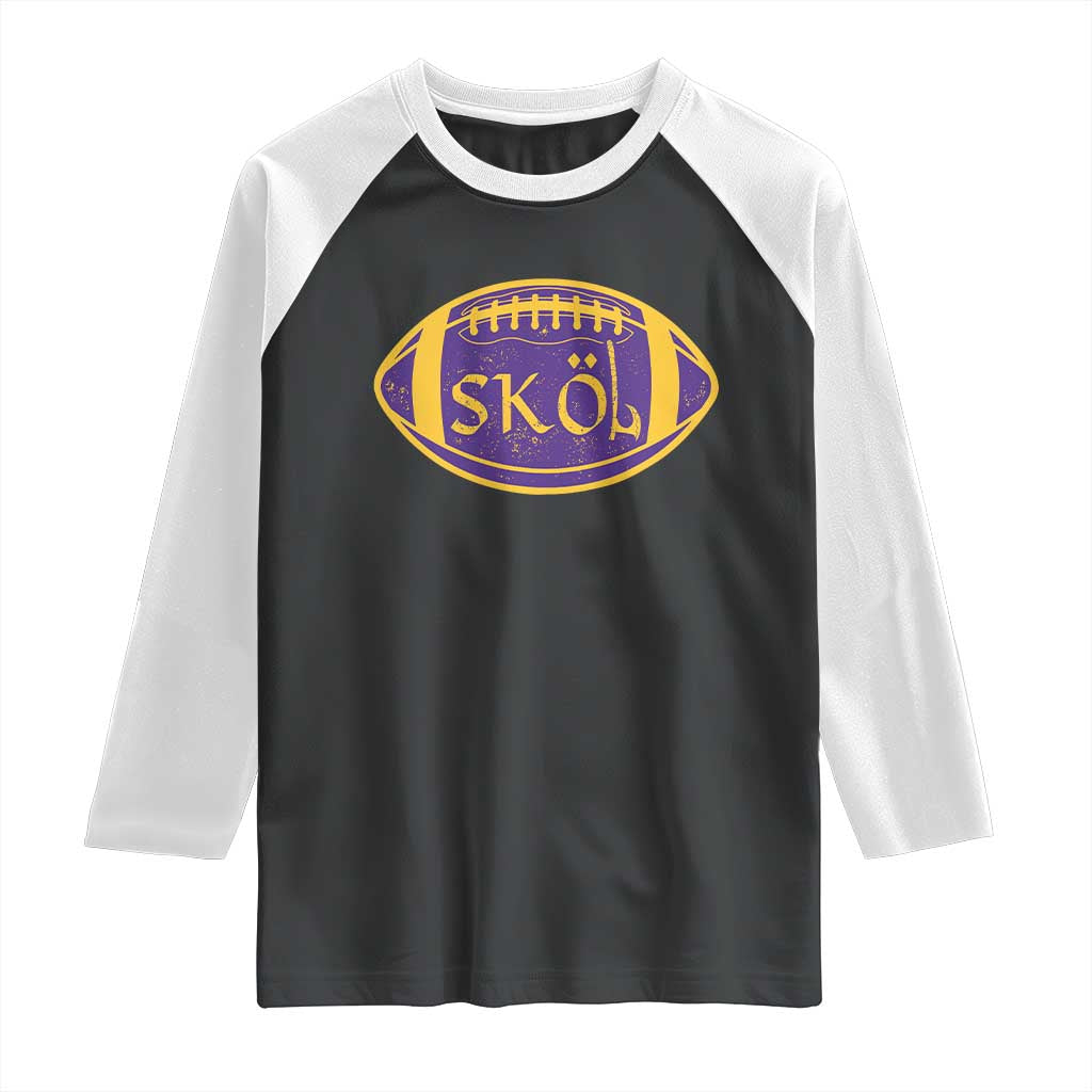 Skol Football Raglan Shirt Retro Nordic Scandinavian Warrior Vikings Axe TS10 Black White Print Your Wear