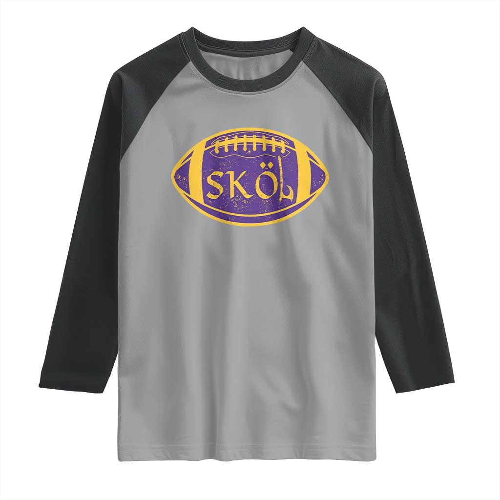 Skol Football Raglan Shirt Retro Nordic Scandinavian Warrior Vikings Axe TS10 Sport Gray Black Print Your Wear