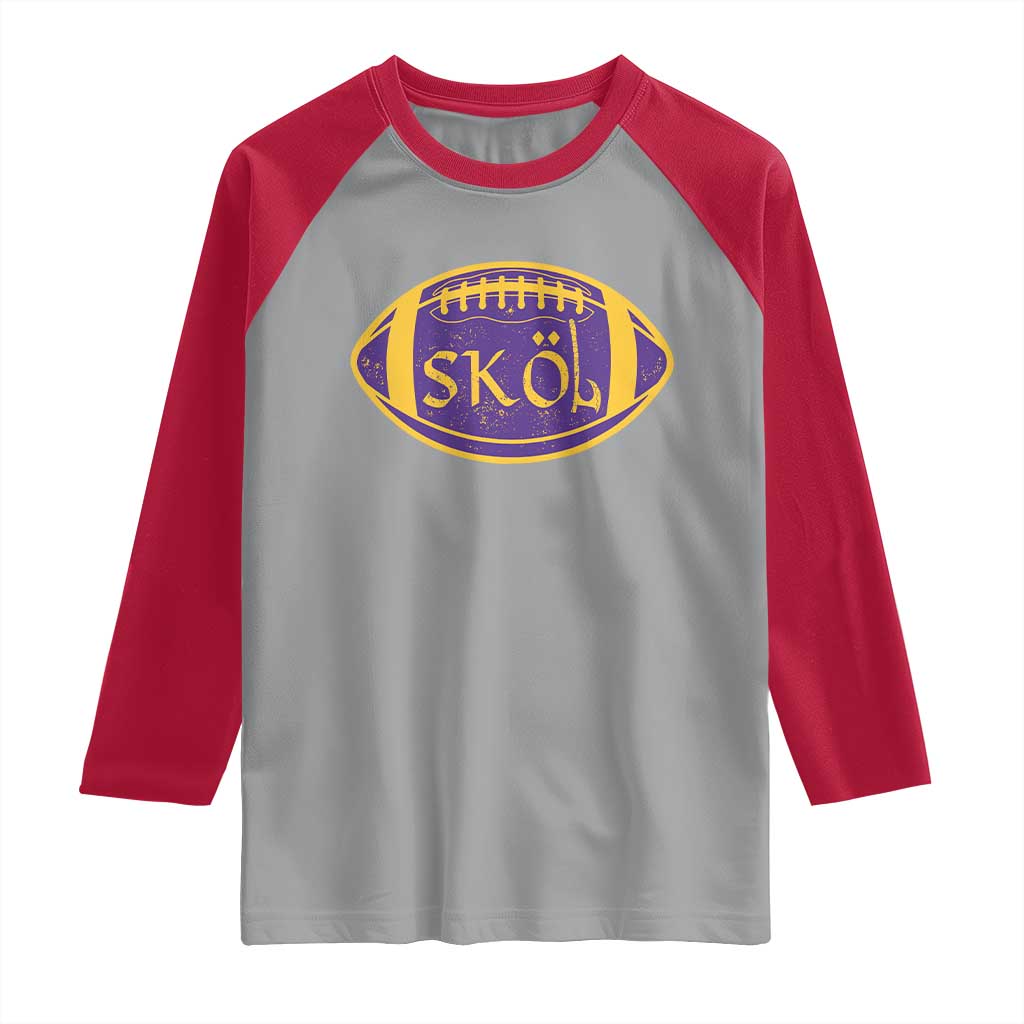 Skol Football Raglan Shirt Retro Nordic Scandinavian Warrior Vikings Axe TS10 Sport Gray Red Print Your Wear