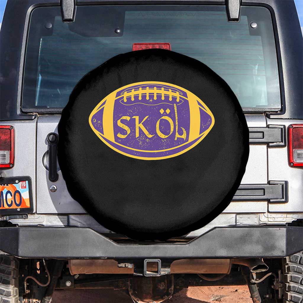 Skol Football Spare Tire Cover Retro Nordic Scandinavian Warrior Vikings Axe TS10 No hole Black Print Your Wear
