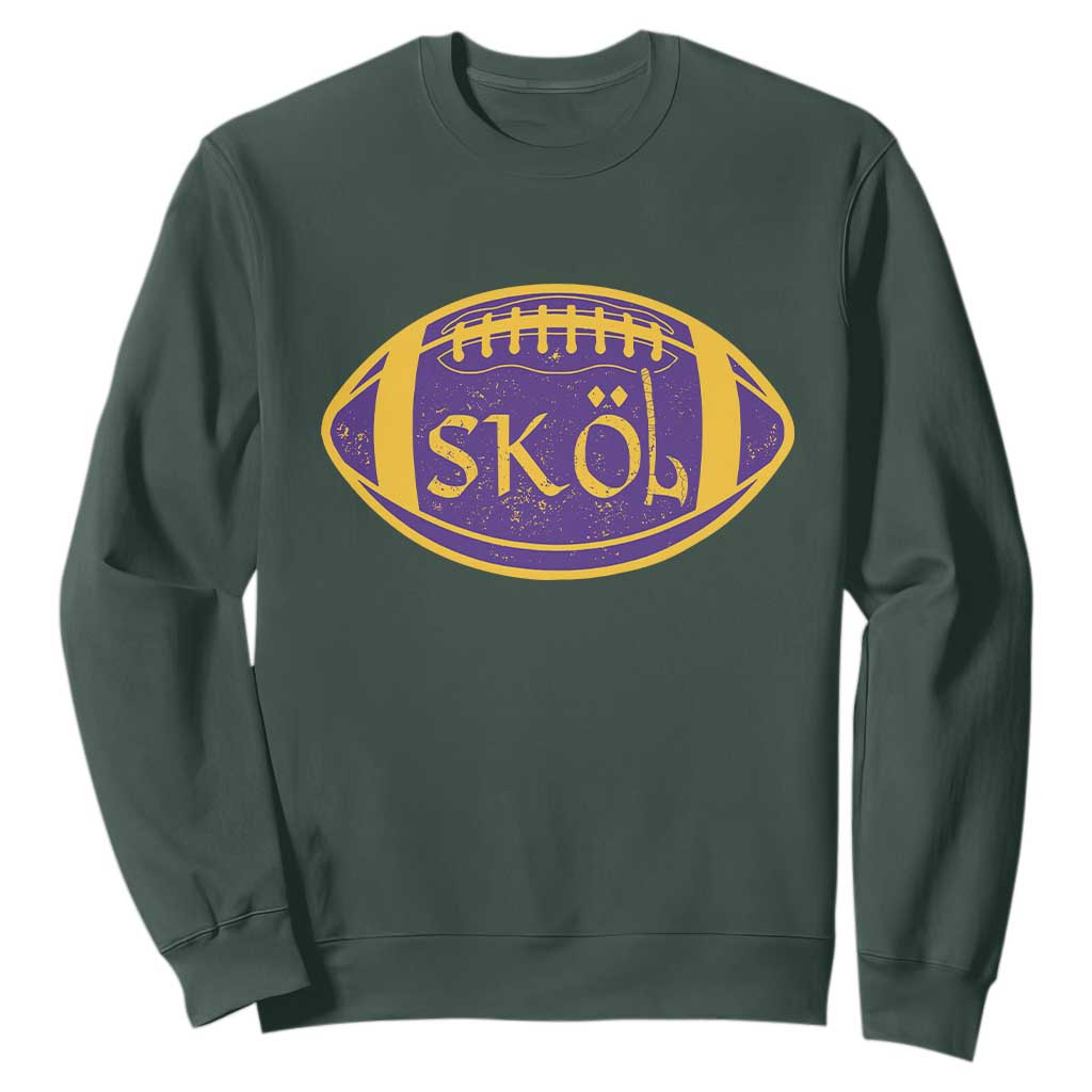 Skol Football Sweatshirt Retro Nordic Scandinavian Warrior Vikings Axe TS10 Dark Forest Green Print Your Wear