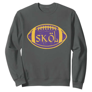 Skol Football Sweatshirt Retro Nordic Scandinavian Warrior Vikings Axe TS10 Dark Heather Print Your Wear