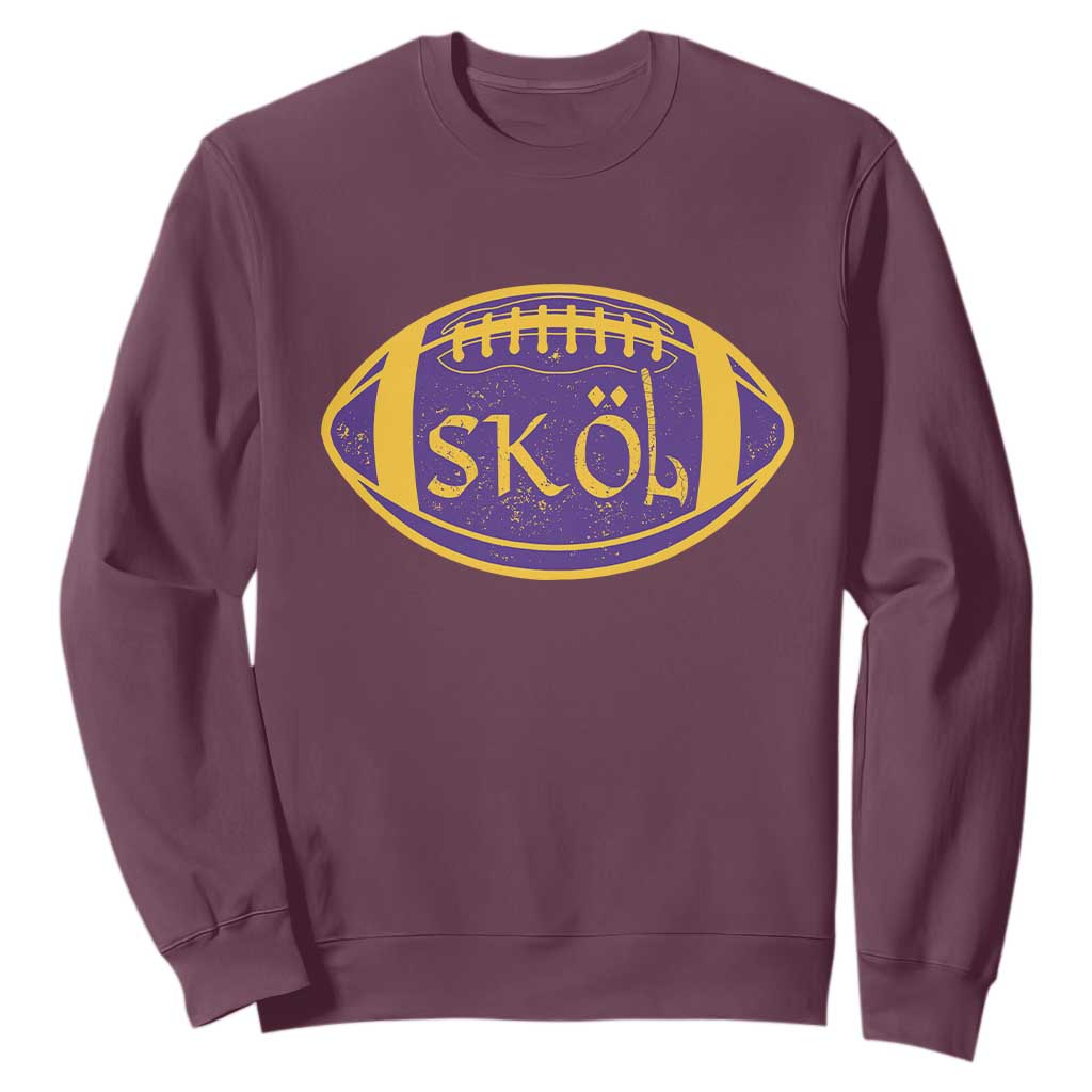 Skol Football Sweatshirt Retro Nordic Scandinavian Warrior Vikings Axe TS10 Maroon Print Your Wear