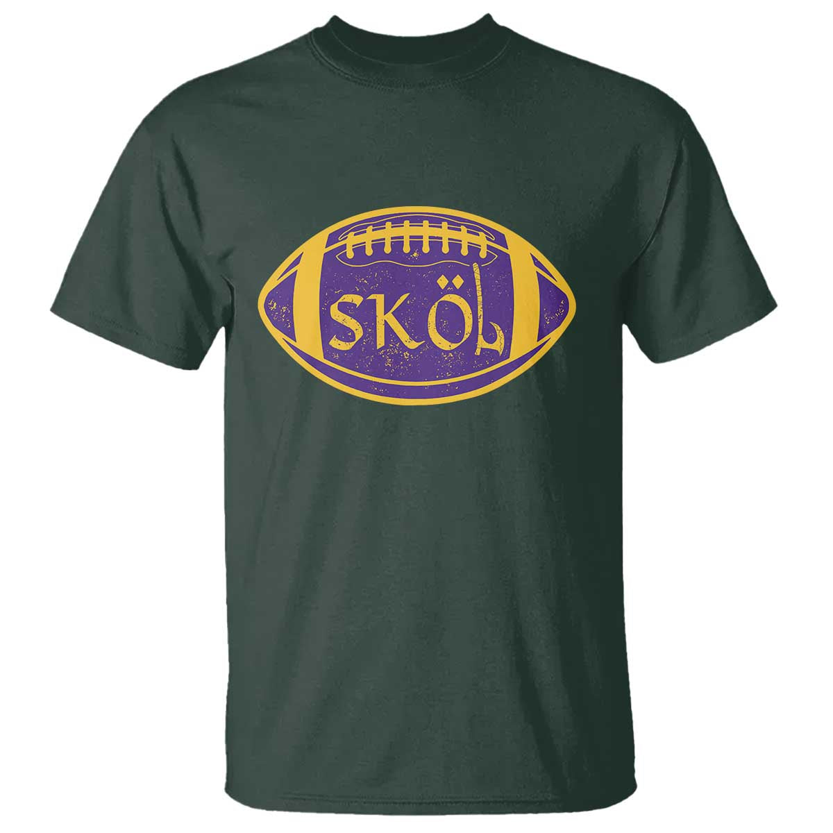 Skol Football T Shirt Retro Nordic Scandinavian Warrior Vikings Axe TS10 Dark Forest Green Print Your Wear