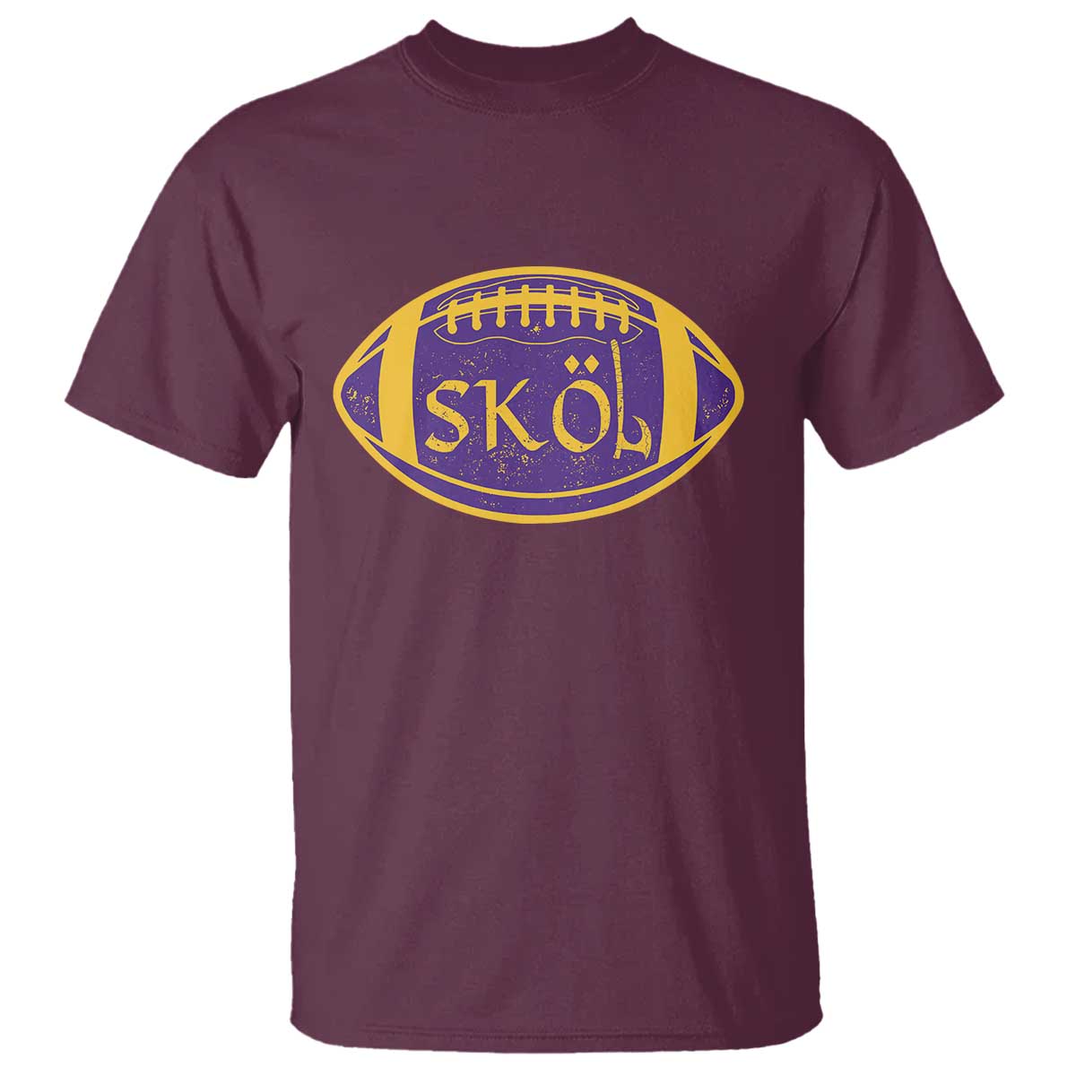 Skol Football T Shirt Retro Nordic Scandinavian Warrior Vikings Axe TS10 Maroon Print Your Wear