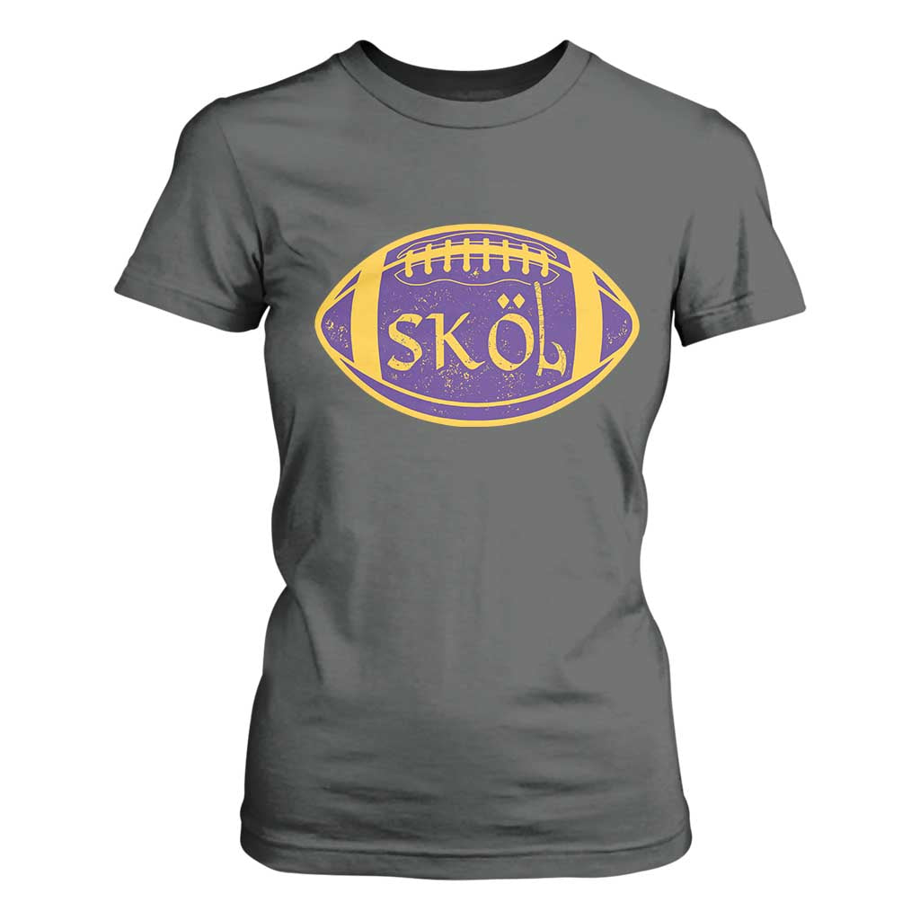 Skol Football T Shirt For Women Retro Nordic Scandinavian Warrior Axe VF TS10 Dark Heather Print Your Wear
