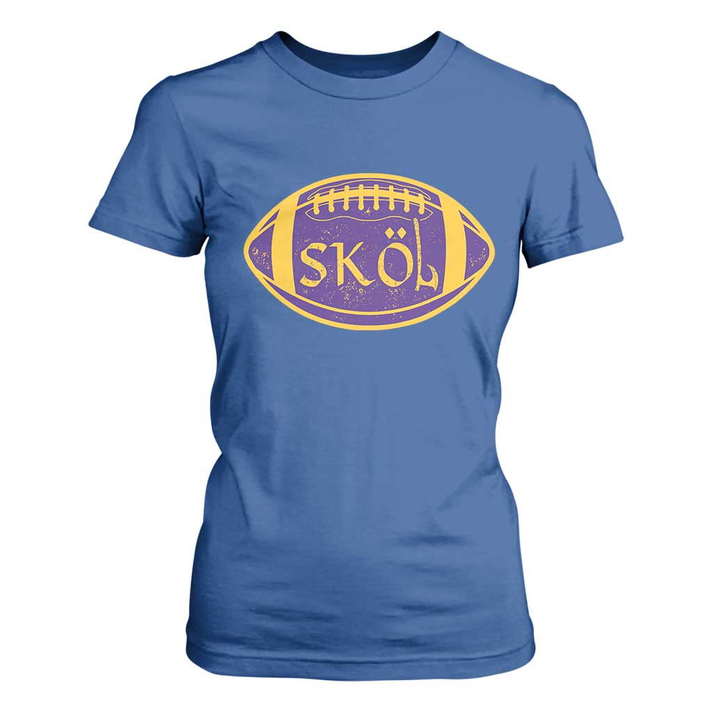 Skol Football T Shirt For Women Retro Nordic Scandinavian Warrior Vikings Axe TS10 Royal Blue Print Your Wear